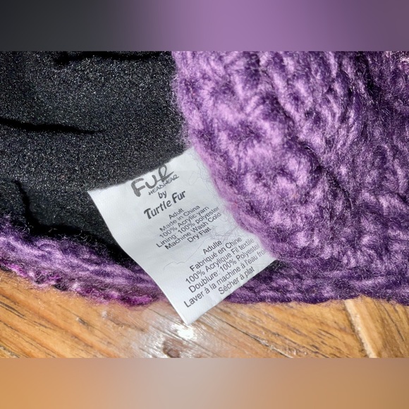 Turtle Fur Newsboy hat in purple crochet with button accents for adults - Picture 4 of 7